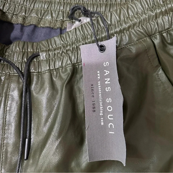 Sans Souci Women’s Dark Green Tapered Ankle Jogger Pants with Ties Size M NWT - Picture 7 of 8